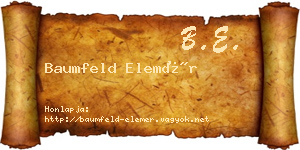 Baumfeld Elemér névjegykártya